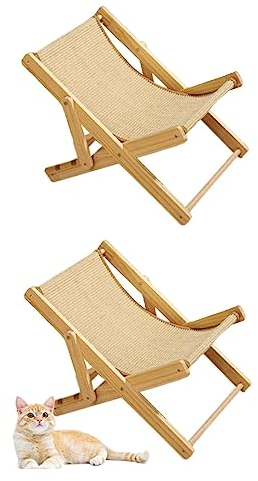 Katzen Hängematte Stuhl | 1/2 Stück Cat Sisal Chair | 4-stufig Höhenverstellbares Katzenhängematte Katzen Bett für Hauskatzen | Erhöhtes Katzenbett Lounge-Sessel Home Deko für ca. 10kg Haustiere