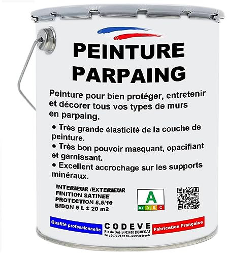 Peinture Parpaing - Codeve Bois/Ral 1015 - Ivoire Clair - 5 L - Intérieur/extérieur - Pour La Protection D'un Mur Parpaing, Brique Ou Béton Cellulaire.