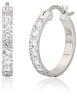 Limerencia Boucles d'Oreilles Créoles en Titane, 20mm Grandes Léger Hypoallergéniques G23 Boucles d'Oreilles Titane avec zircon brillant pour Femmes (20mm hoop silver)