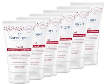 Barnängen Handcreme SOS Vard, 6 x 75 ml, Cold Cream und Panthenol regenerieren die Haut, für sehr trockene und rissige Hände, mit angenehmen Duft, Veragen Formel, Dermatologisch getestet