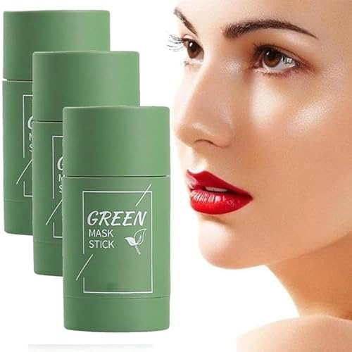 3 PCS Masque de Thé Vert Oneews, Masque de Nettoyage en Profondeur Au Thé Vert Oneews pour Le Visage, Dissolvant de Points Noirs de Bâton de Masque de Thé Vert