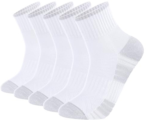 YUEDGE Women's Running Trainer Ankle Socks for Women, Moisture Wicking Quarter Athleitc Socks Anti Blister Cushioned Gym Golf Tennis Cycling Sports Socks, 5 Pairs