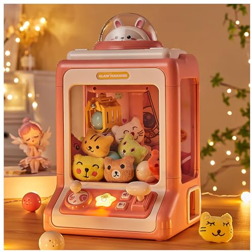 HBDSMLPL Candy Grabber ， Machine Attrape Bonbon avec Lumière et Musique,20 Poupées,10 Gashapons ， Machine a Pince pour Les Cadeaux De Noël,Pink