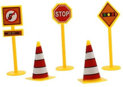 Traffic Road Sign Cake Toppers 25pcs Plastic Birthday Set