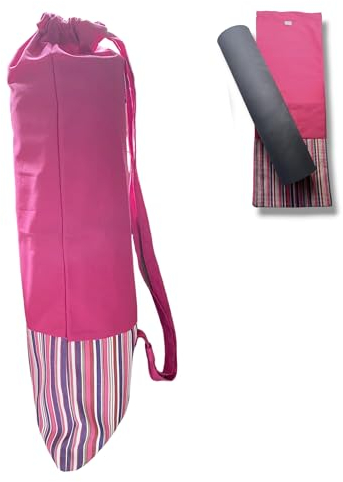 Tasche zum Tragen Ihrer Yogamatte. Baumwoll-Canvas-Stoff und hochwertige Verarbeitung. Für Yogamatten bis 70 cm Breite. Handgefertigt in Barcelona, Yogatasche, yoga tasche (Fuchsie)