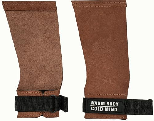 WARM BODY COLD MIND Poignées en cuir sans trous avec soutien de poignet pour haltérophilie, powerlifting, gymnastique, cross-training, tractions, musculation, protection des paumes