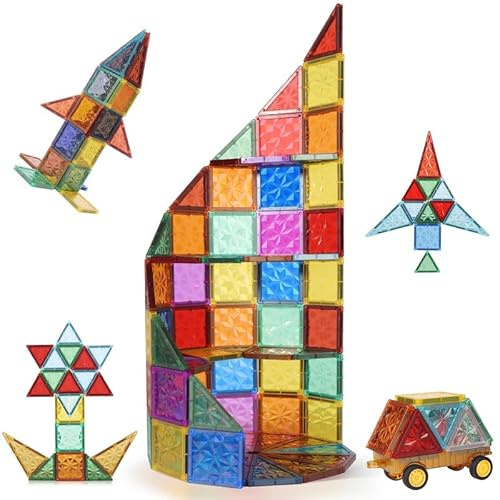 Mingfuxin Magnetische Bausteine für Kinder, Magnetbausteine Magnetspielzeug für Kinder Kinderspielzeug Starke Magnetspiele Kreativität Geburtstag Geschenke ab 3 4 5 6 7 8 Jahre Mädchen Junge