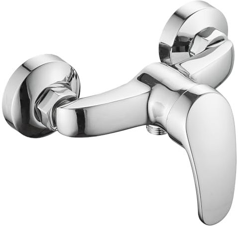 ALFKET Rubinetto Doccia da Muro, Miscelatore Monocomando per Doccia in Ottone, Rubinetto Miscelatore Bagno Per Bagno Doccia Vasca G1/2, Cromo, Argento