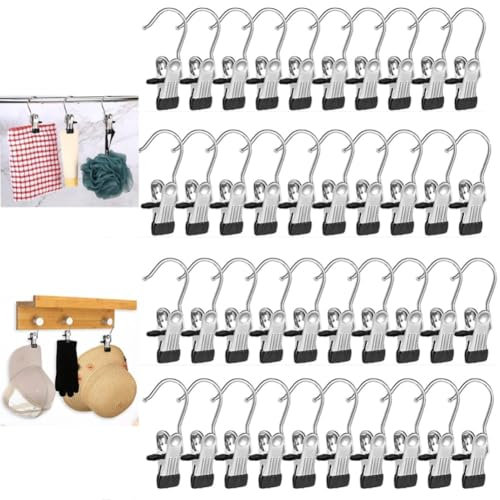 DODOBD 20/40 Pièces Pince a Linge INOX,épingles à Linge,Cintre Pince Pantalon,Cintre Pince Crochets,Cintre Pantalon,Pince Rideau,Pinces à Serviettes pour Chaussures,Serviette,Chaussettes