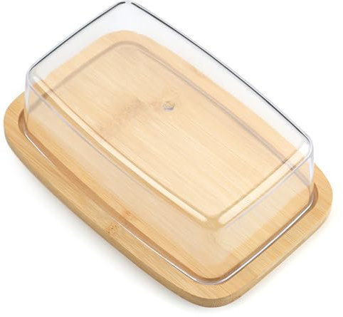 Práctica mantequera con tapa, bandeja de bambú para guardar y servir mantequilla