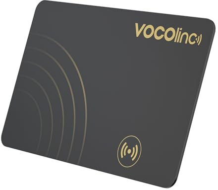 VOCOlinc Smart Air Tag Card Bluetooth, Wallet Tracker Thin 1.6mm Compatibile con Apple Dov’è (solo iOS, NON per Android), Localizzatore Portafogli Trova Oggetto per Bagaglio/Valigia/Passaporti, Nero