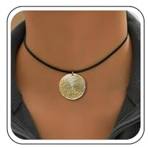 Xduargs Boho Collar Gargantilla De Cuero Martillado Disco Colgante Collar Gargantilla Gótica De Cuero De Gamuza Collar De Cordón De Cuero Negro Collar Gargantilla Corta Collar Negro Para Las Mujeres