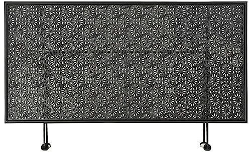 HEFZGDB Couchtisch Klappbar Vintage-Stil Metall 100x50x45 cm Schwarz Couchtisch Akazie Couch Tisch Wohnzimmer Fernsehtisch Sofa Tisch für Balkon Garten Innenhof Café