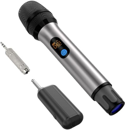 Kabelloses Mikrofon, UHF-Handmikrofon, kabelloses tragbares Mikrofon, professionelles dynamisches Mikrofonsystem, USB-C wiederaufladbar, 50 m Reichweite, ideal für Karaoke, KTV-Partys, Reden, Meetings