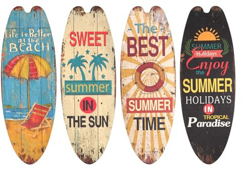 4 pz Tavola da paddle Deco da parete in legno, Tavola da paddle Decorazione per interni Piscine Spiaggia, Flusso di bevande