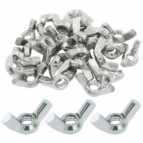 120 Stück Flügelmutter M6, Edelstahl Flügelmuttern, Edelstahl 304 Hand Schraub Flügelmuttern, Flügelmuttern Sortiment Metrische Rostfreie Wing Nut, für Ausrüstung Möbel Dekoration
