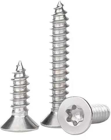 EBAIJQUO M3.5×8mm Torx Flachkopf-Holzschrauben 304 Edelstahl selbstschneidende hochfeste Schrauben für das Bauwesen und die Tischlerei(100 Stück)