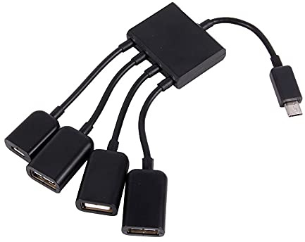Ausla USB OTG Host Hub, Micro USB OTG Host Hub Adapter 4 Port USB OTG Cable avec Port de Charge pour Le Lecteur de Carte de Souris de Tablette de Tablette de Tablette de Smartphone