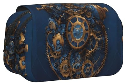 WOmeng Trousse polyvalente avec compartiments pratiques et grande capacité Motif horloge Bronze Century