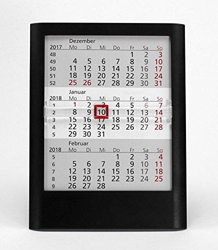 HiCuCo 3-Monats-Tischkalender für 2 Jahre (2026 + 2027) - Aufstellkalender - TypW1 - Farbvariante Schwarz