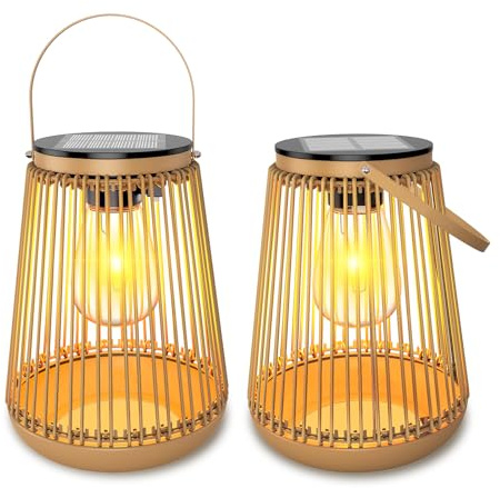 KagoLing Solar Lights Outdoor Garden,2 Pack Garden Lights Metal Hanging Solar Lantern Waterproof Ornaments Outdoor, Decorations for Patio Yard Porch Lawn Courtyard, Gifts for Mom Women Grandma Wife
