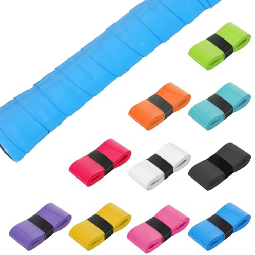 FNANJWQ 10 Pcs Tennis Racket Grip Tape, Anti-slip Tennis Overgrip, Precut Dry Feel Sweat-absorbing Grip Paddle Grips Tape for Badminton, Pickleball (10 Colors)