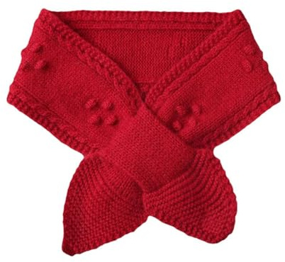 Bascabeen Winter Soft Cashmere Knit Scarf for Women Warm Pashmina Neck Warmer Eyelet Knitted Scarf Outdoor Wear (Wine Red)