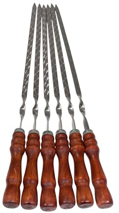 GOROCH Set mit 10 Schaschlikspieße aus Edelstahl – 62 cm lange Grillspieße mit Holzgriff, rostfrei & stabil, wiederverwendbar, BBQ Spießset für Holzkohlegrill, Kebab, Gemüse & Fleisch