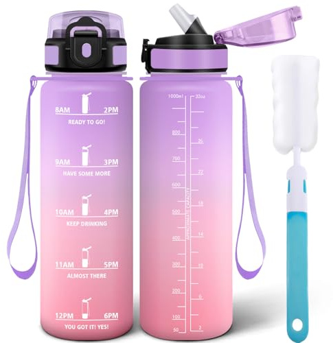 Motswedi Botella de Agua Sin BPA 500/1000 ml Con Pajita, Reutilizable, A Prueba de Fugas, Cantimplora Para Gimnasio, Escuela, Yoga, Camping