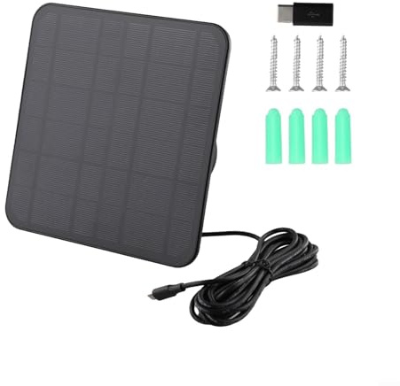 Solar Panel Charger for Ring Video Doorbell 4/3/2 & Battery Doorbell Plus, 5W line Silicon with 9.8ft Cable, IP65 Waterproof for Outdoor Power Supply Kit(Black)