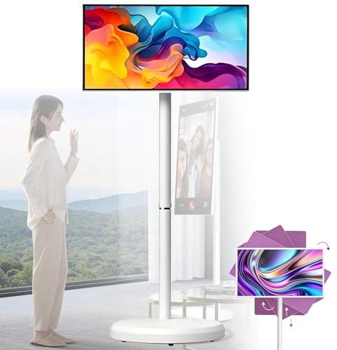CHENWY TV Portatile Smart Screen da 21.5/24/27/32 Pollici con Supporto su Palo, Display Touch Mobile 4+64GB/8+128GB per Streaming Live, Intrattenimento Domestico(21.5inches,8GB+128GB)