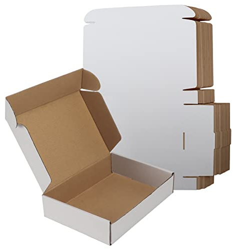 RLAVBL 9x6x2 Inches Shipping Boxes Set of 25, White Small Corrugated Cardboard Box, Mailer Boxes for Packing Small Business