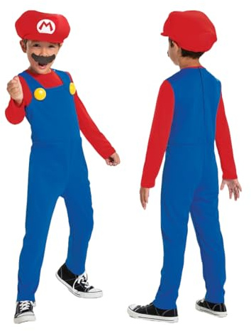 DISGUISE Super Mario Costume For Kids, Halloween Costumes For Kids Size M