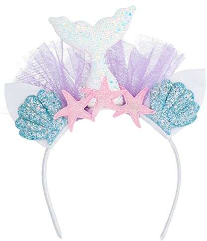 Boland 51034 – Tiara sjöjungfru med stjärnor och glitter, pannband för vuxna, huvudbonad för sjöjungfrukostym