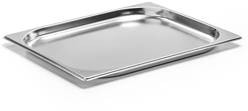 Forgast Edelstahl Behälter | GN 2/3 | 32,5×35,3x2 cm | Rostfreier Gastronormbehälter | für Chafing Dish, Bain Marie, Saladette | Spülmaschinengeeignet