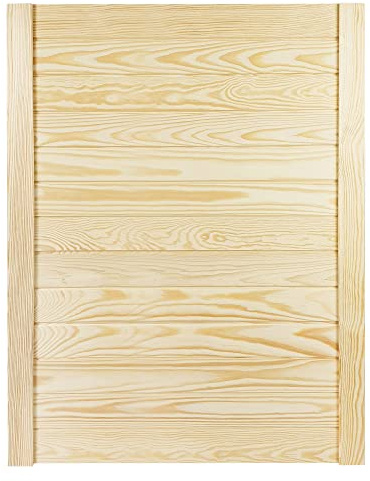 DecoMeister Lamellentüren Holz 1er Pack 594x766 mm | Holztür aus massiver Kiefer mit fühlbarer Struktur | Möbelfronten für individuelle Renovierung | Lamellentür für Schrank oder Garderobe | Natur