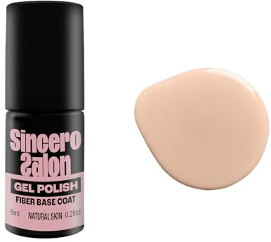 SINCERO SALON Fiber Base Gel mit Fiberglas Natural Skin – Aufbauender Base Coat für Gelnägel – Nagelverstärkung & Schutz für dünne und beschädigte Nägel – Selbstnivellierend – UV LED Gel – 6ml