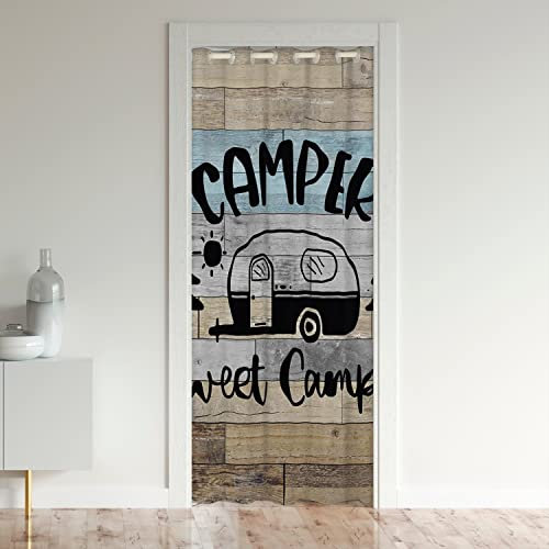 Tenda per porta camper per porta privacy, 132 x 203 cm, per bambini, ideale per campeggio, camper, campeggio, armadio, porta, accessori per rimorchi da viaggio, colore: blu grigio