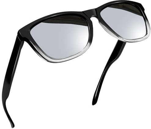 Joopin Rechteckige Sonnenbrille Verspiegelt Silber Retro Polarisierte Sonnenbrille Herren Spiegel Damen Brille UV400 zum Fahren Wandern (Schwarz Silber)