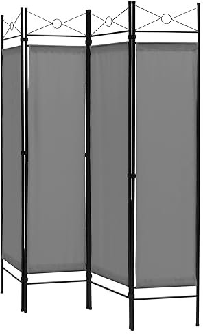 CASART 4 Panel Room Divider, Steel Frame Folding Room Partitions Protective Screens with Non-slip Feets, Home Office Fabric Privacy Splitter Decorative Separator for Bedroom Living Room (Grey)