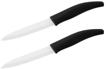Nirosta 9920850 Lot de 2 couteaux de cuisine en céramique, Couteau à découper, Lame de 12,5cm, Blanc, Noir, Céramique, Plastique, 24,5x3cm