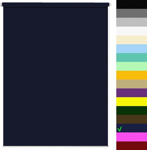 Thermorollo Verdunkelungsrollo 50 x 80 cm Verdunkelnd Rollos, Duo Doppelrollo, Seitenzugrollo Klemmrollo Sonnenchutz Sichtschutz und Sonnenchutz für Fenster & Tür, Blau