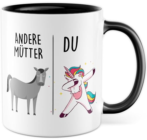 Tasse Mutter Geschenk Andere Mütter - Du, Kaffeetasse Mama Geschenk für Frauen Schwangerschaft Baby, Geschenkidee Freundin Frau Kind Geburtstag Muttertag Weihnachten Kaffee-Becher (Weiß/Schwarz)
