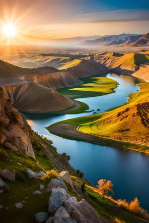 adrium Acryl-Bild 60 x 90 cm: Bergsee bei Sonnenuntergang. Landschaft des Pamir-Gebirges in Tadschikistan (209353760)