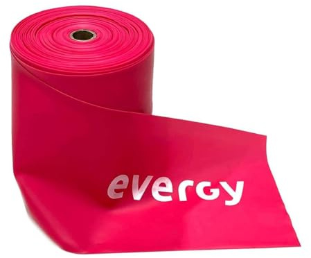 Rollo Banda Elástica 25 M evergy Fuerte (Rosa). Cinta elástica Fitness para Gym en casa. Gomas elasticas musculacion - Cintas elasticas musculacion - Bandas elasticas musculacion - Minibands Fitness.