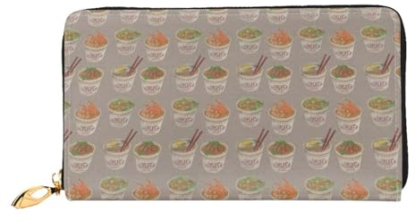 Apbdffjnf Portefeuille classique en cuir pour femme avec imprimé rayé vert, Coquetier Noodle Ramen, Taille unique