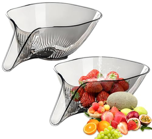 Lunyloer Multifunktionaler Abtropfkorb, 2 Stück Abtropfkorb-Trichter, Drain Basket, Abtropfkorb SpüLe Ablaufbecken und Korb für Lebensmittel GemüSe Reinigung Waschen (Grau)