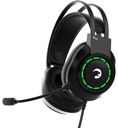 GAMEPOWER Voldon X Gaming Headset, für PS4 PS5 PC und Konsole, kabelgebundene Kopfhörer mit Noise Cancelling Mikrofon, 50 mm trieber, 3,5mm Klinke, Schwarz
