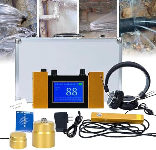 URJWAN Monitor Profesional De Fugas De TuberíAs De Agua, Detector De Fugas De Agua SubterráNea, con Auriculares Y Estuche De Transporte para DeteccióN De Fugas De Agua, TuberíAs De ConstruccióN