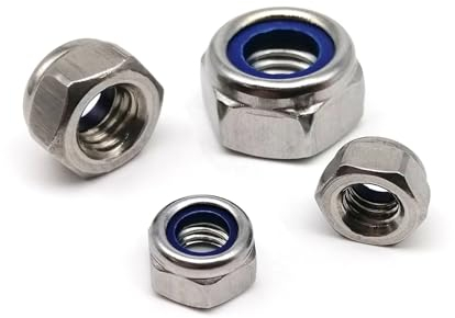5/10/50 Uds rosca de mano izquierda M4 M5 M6 M8 M10 M12 M16 304 tuerca de bloqueo automático de inserción de nailon hexagonal de rotación inversa de acero inoxidable contratuerca Nylock(Size:10pcs M6)